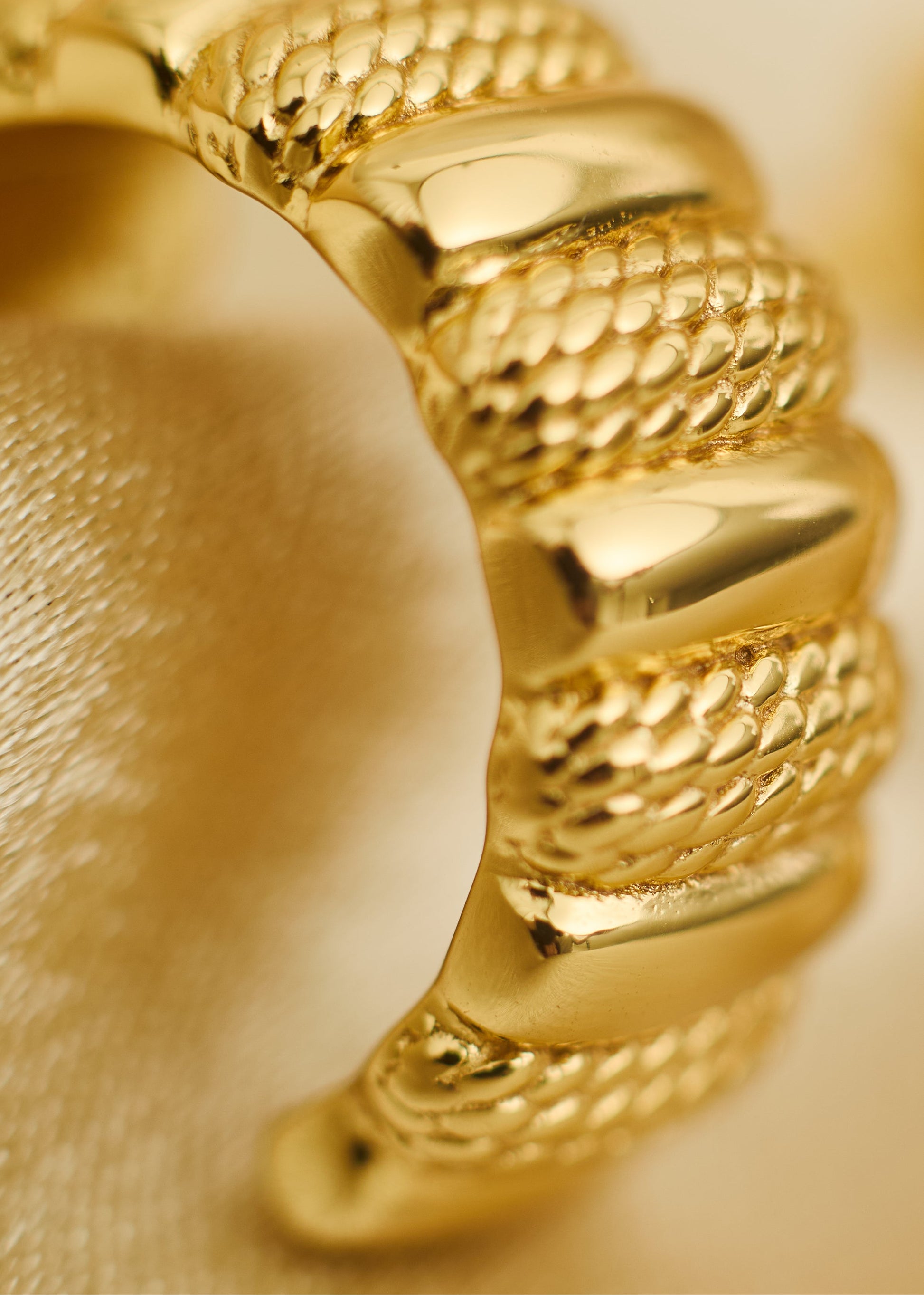 Gold vermeil textured hoop earrings