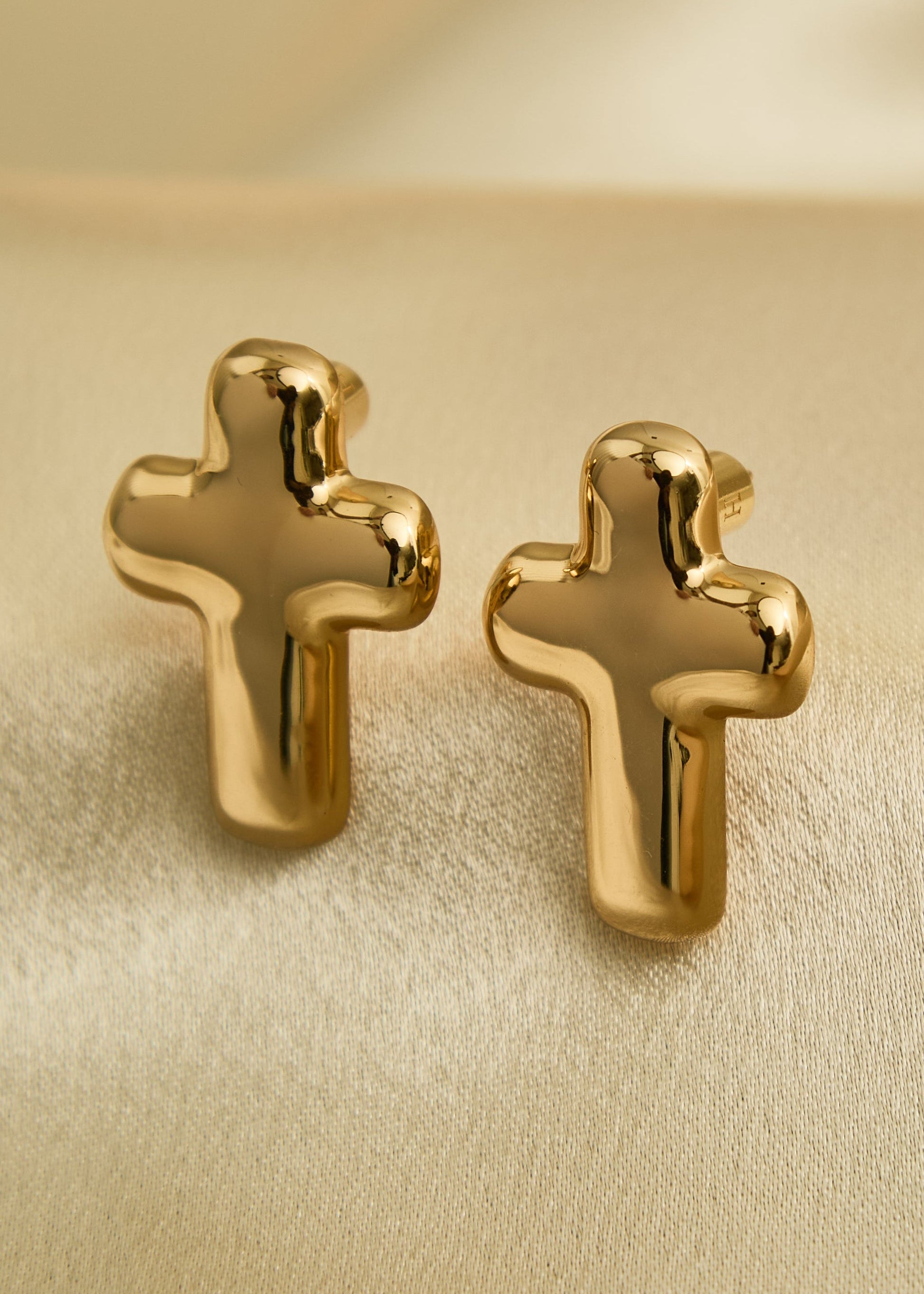 Gold vermeil cross stud earrings