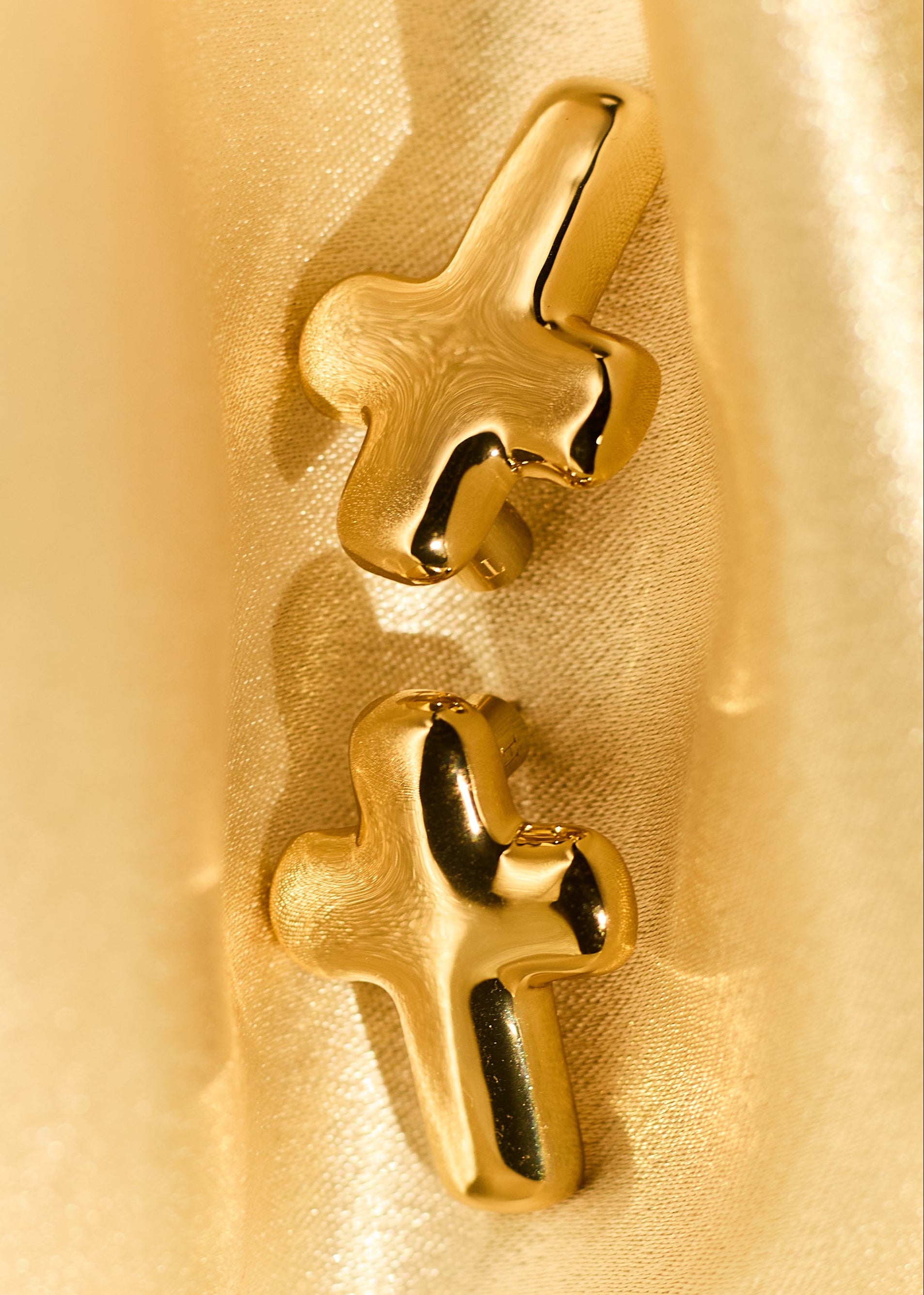 Gold vermeil cross stud earrings